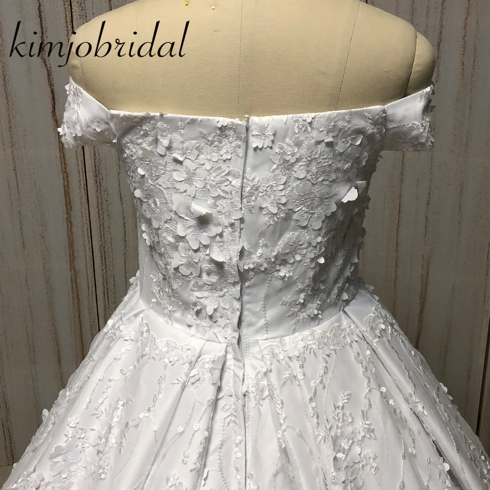 Blumen hochzeit kleider 2020 ballkleid weg von der schulter spitze appliques bodenlangen brautkleider vestidos de noiva