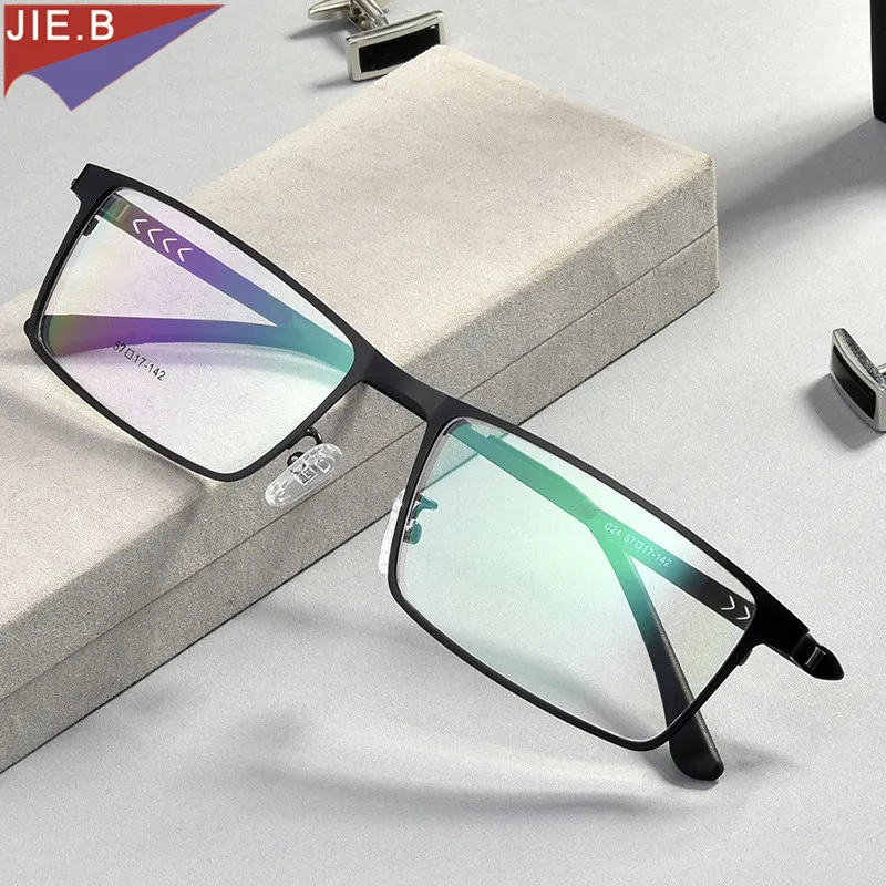 

2023 New Men's Business Big Face Spring Leg Optical Frame Ultra Light Full Lrame Metal Myopia Glasses Frame