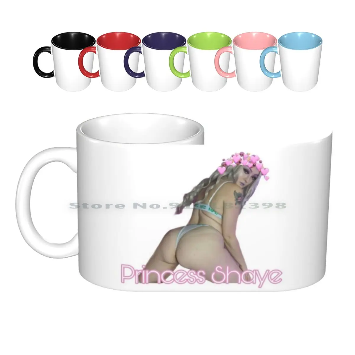 Princess Booty Ceramic Mugs Coffee Cups Milk Tea Mug Princess Shaye Bae Babe Nsfw Lewd Pink White Silver Hair Girls Lingerie