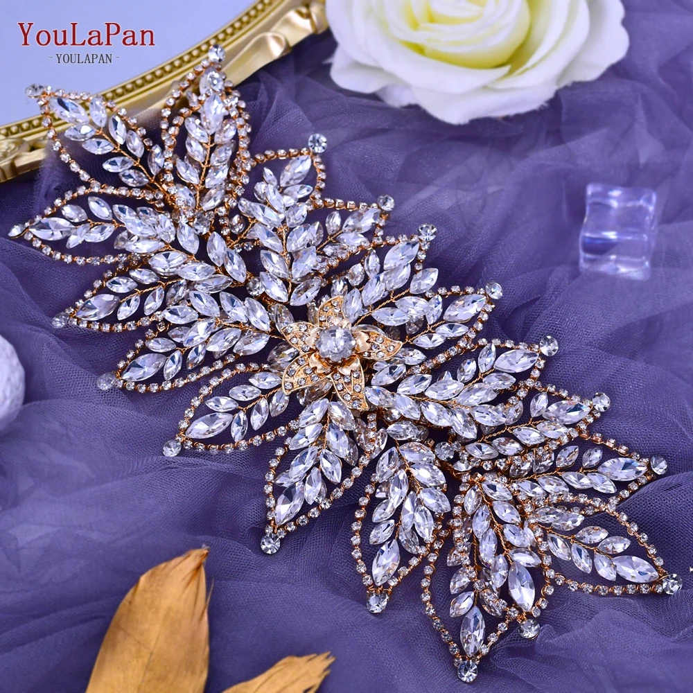 YouLaPan HP413-G Bridal Tiara and Crown Wedding Hair Accessories Bridal Headwear Rhinestone Flower Headband Women Headdress