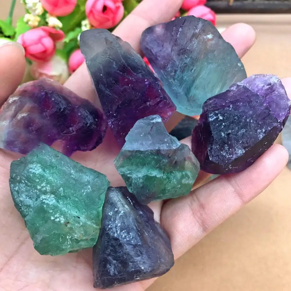 1Pcs colorful Natural Fluorite Crystal Striped Fluorite 1.5-2CM Quartz Crystal Stone Point Healing Wand Treatment Stone