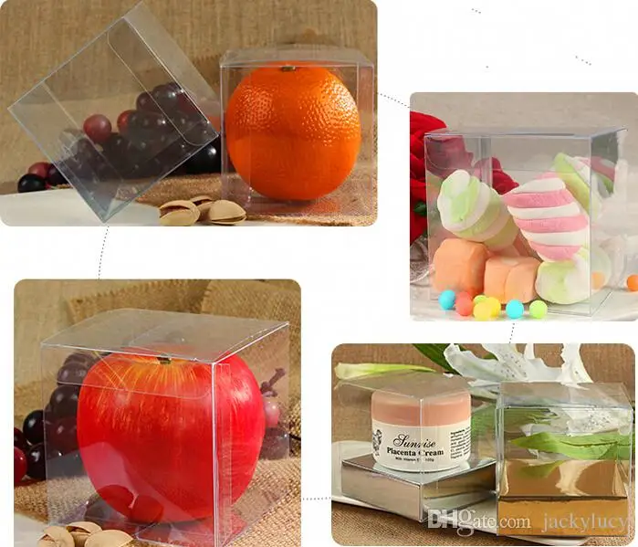 

10 x 10 x 10 cm Environmentally Clear PVC Packaging Box Plastic Containers Fruit Candy Cake Gift Boxes Free Shipping