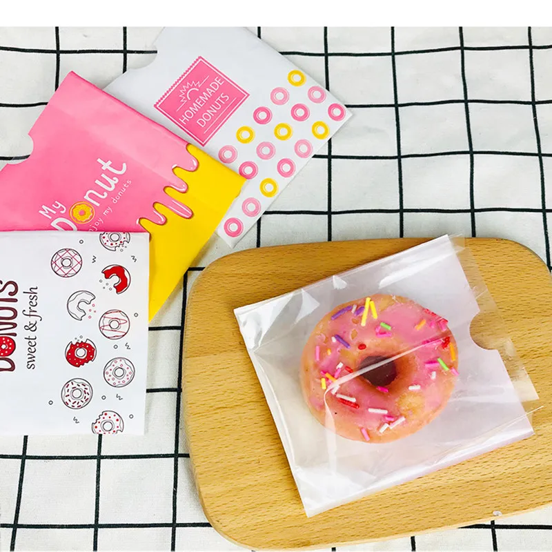 LBSISI Life 50pcs/Lot Transparent Donut Packaging Bags Candy Biscuit Cookies Sweet For Wedding Birthday Party Decoration