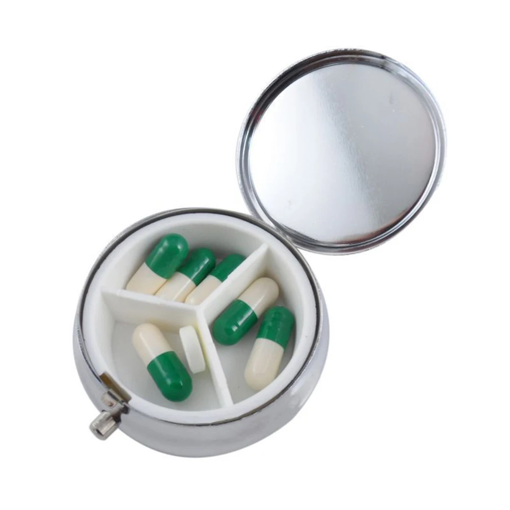 Waterproof Metal Medicine Pill Box Case Storage Drug Organizer Heart Round Tablet Pillbox Container Stash Holder Hot