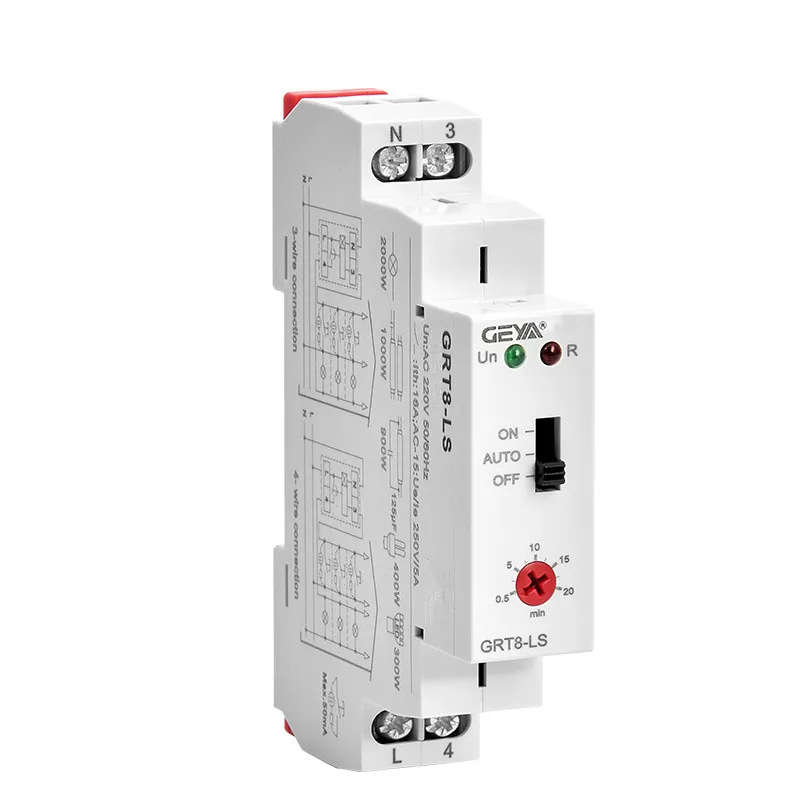 Din rail Staircase Timer Switch 230VAC 16A 0.5-20mins Delay off Relay Lighting Timer Switch GEYA GRT8-LS