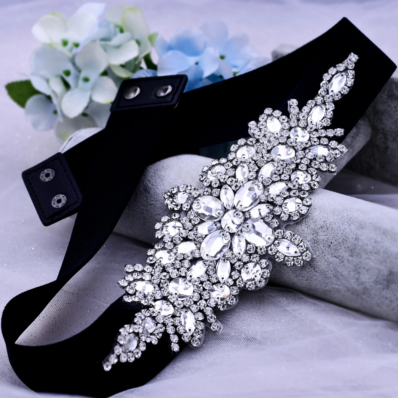 Rhinestone Wedding Elastic Belts Rhinestones Belt Lady Buckle Waist Belt Elastic Wide Waistband Fashion Wedding Dress Belt