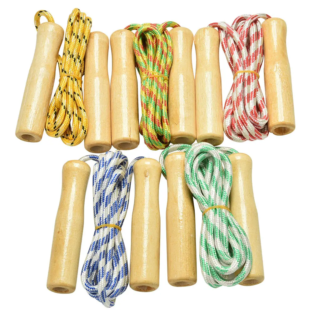 Cuerda de saltar con mango de madera para niños, comba deportiva para saltar, práctica, salto de velocidad, equipo de entrenamiento de Fitness, 1 ud.