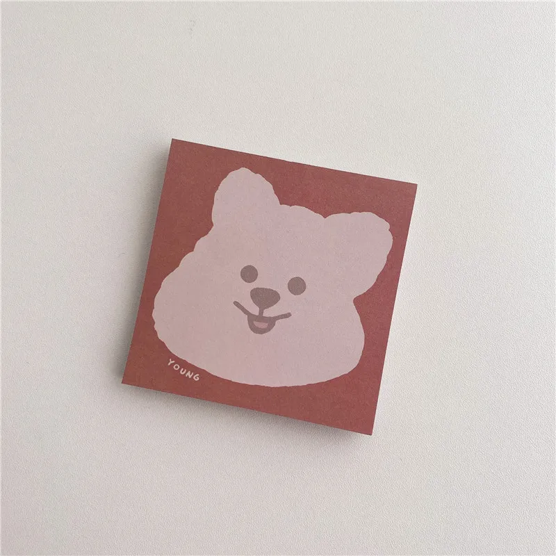 Cartoon Cute Bear Head Portrait Memo Pad 50 Sheets Mini Notepad School Supplies Stationery Kawaii Creative Office Message Paper