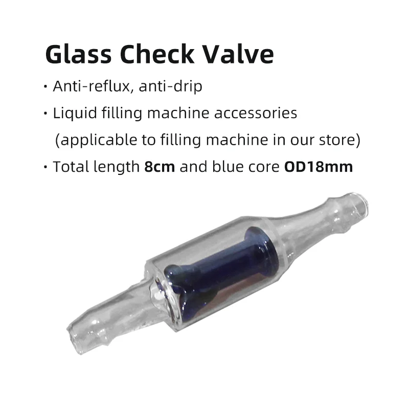 Glass Check Valve - Blue core, anti-drip, resistant to high temperature, diameter 18mm