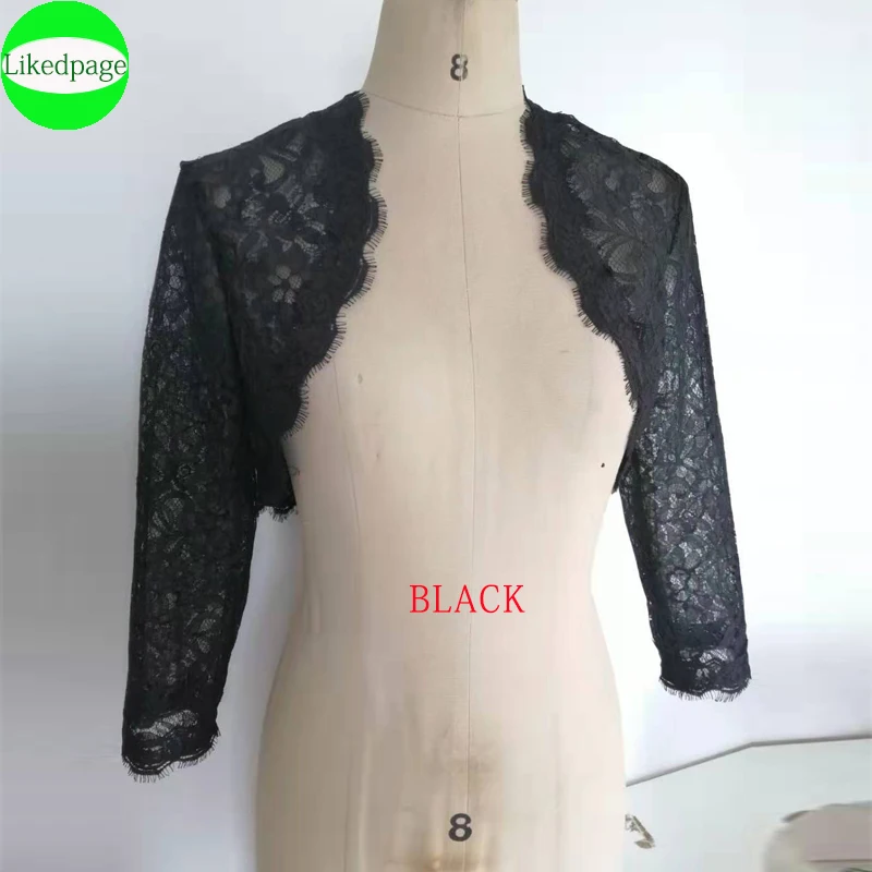 Veste de mariage en dentelle à manches longues pour femmes, Épaules courtes, BEmbed, Patients bon marché, Wraps, Simple Shares, 2021, 3/4