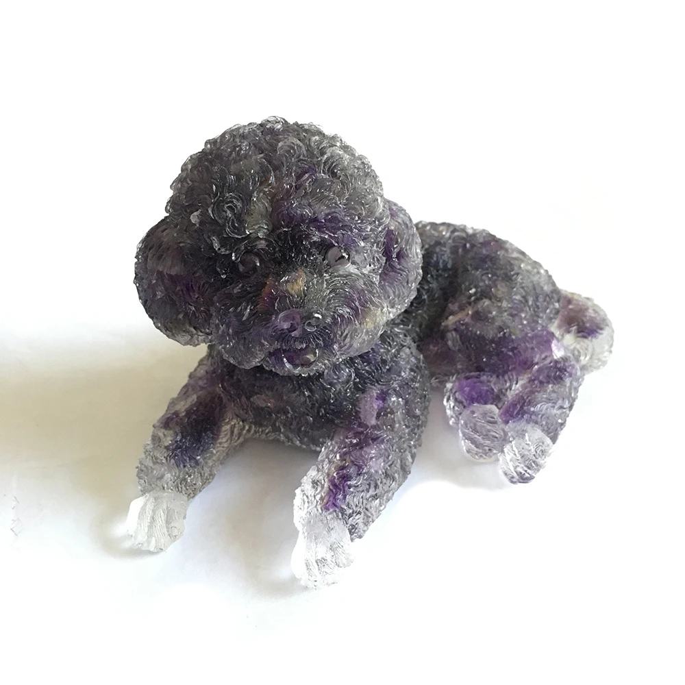 

1pc Natural Crystal Quartz Gravel Resin Curing Teddy Family Living Room Art Decoration to Restore Chakra Apiritual Power