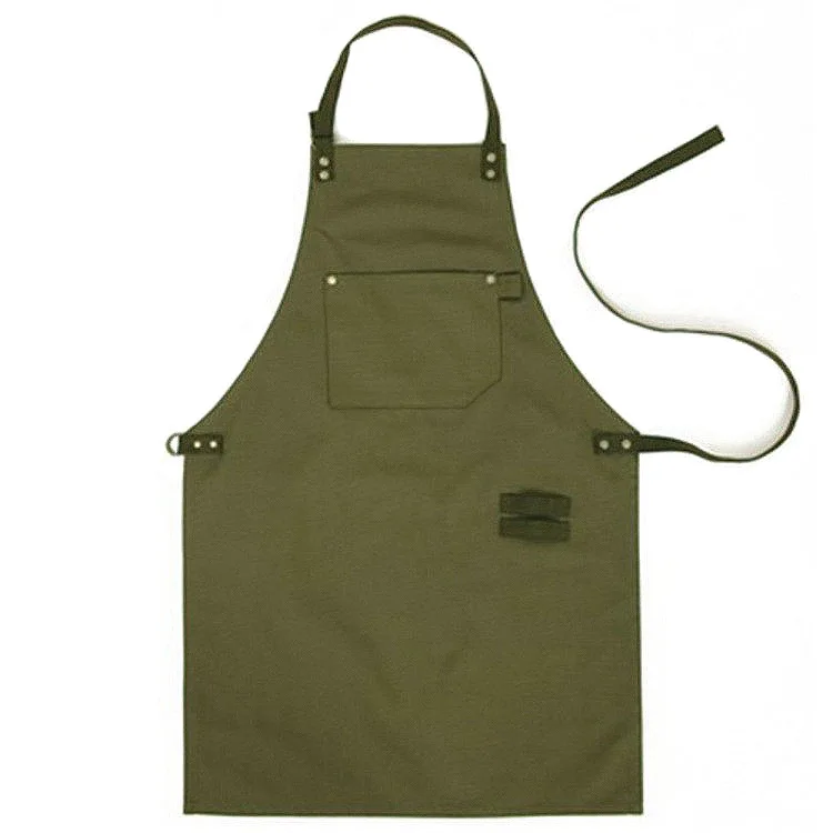 Korean Version of Simple Hanging Neck Canvas Apron Baking Barbecue Kitchen Restaurant Waiter Overalls