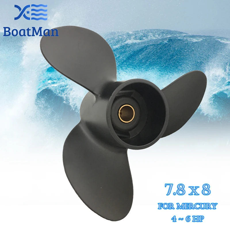 BoatMan® 7.8x8 Aluminum Propeller for Mercury Outboard Motor 4HP 5HP 6HP 12 Tooth Spline 48-812950A02 Boat Parts & Accessories