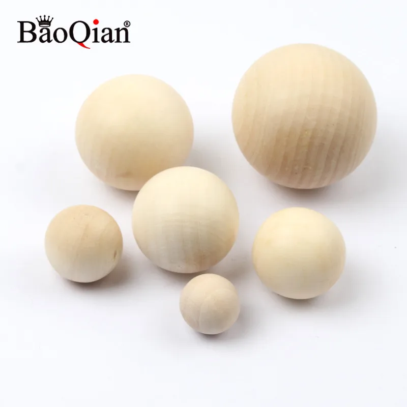 10-40mm Naturalne drewniane koraliki bez otworów Bezołowiowe drewniane okrągłe kulki do tworzenia biżuterii Diy Ząbkowanie Ekologiczne rękodzieło z
