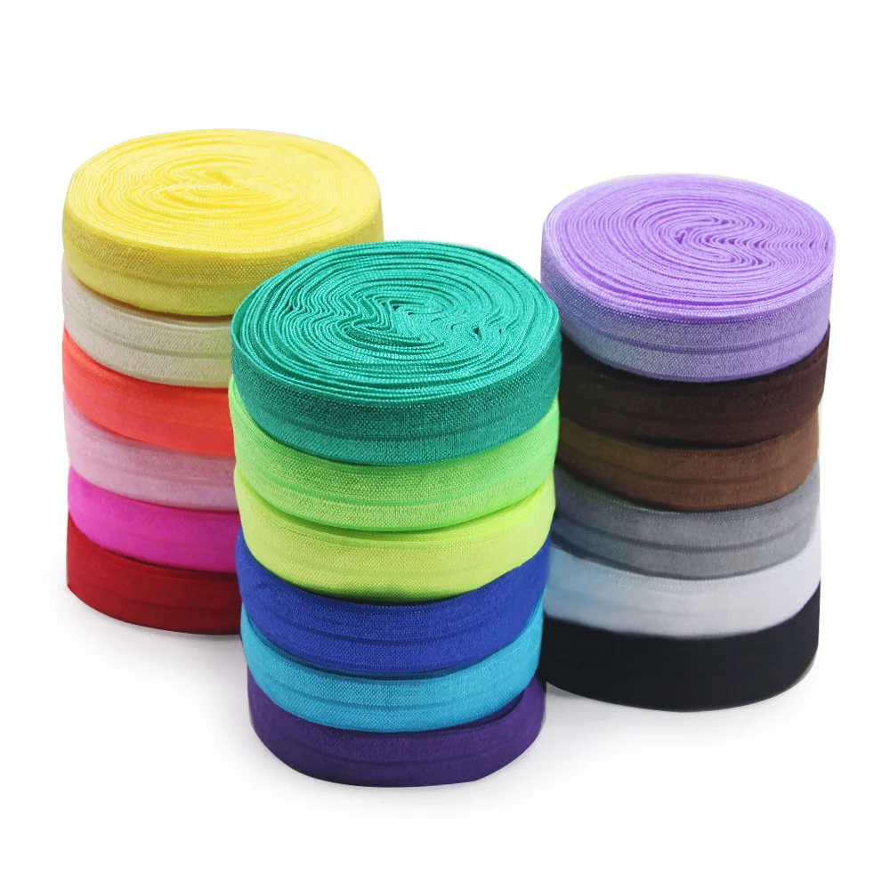 5yds 5/8\'\'(15mm) Elastic Band Multicolor Fold Over Spandex Shine Elastic Ribbon Sewing Lace Trim Waist Band Garment Accessory