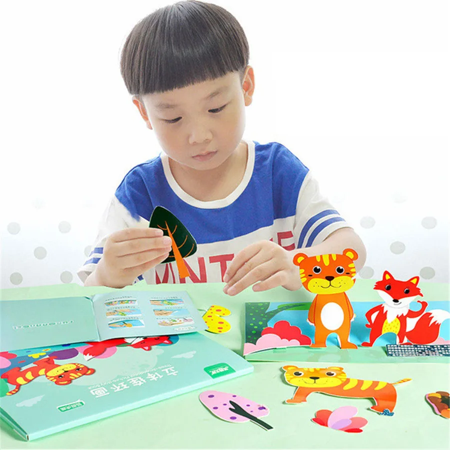 Children DIY Handmade Material Package Creative Kindergarten 3D Sticker Toy Paste Painting Stickers Educational Toys for Kids