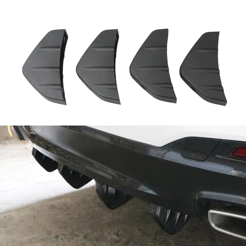 Universal Car Rear Bumper Spoiler Shark Fin Chassis Diffuser ABS Decorative Deflector Air Guide Plate Rear Wing Lip Splitter