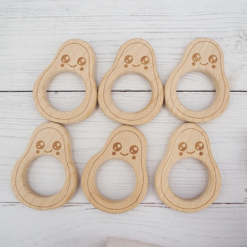 

Chengkai 10pcs Wooden Teether Ring DIY Organic Eco-friendly Nature Baby Teething Grasping Sensory Chewing Wood Toy Accessories