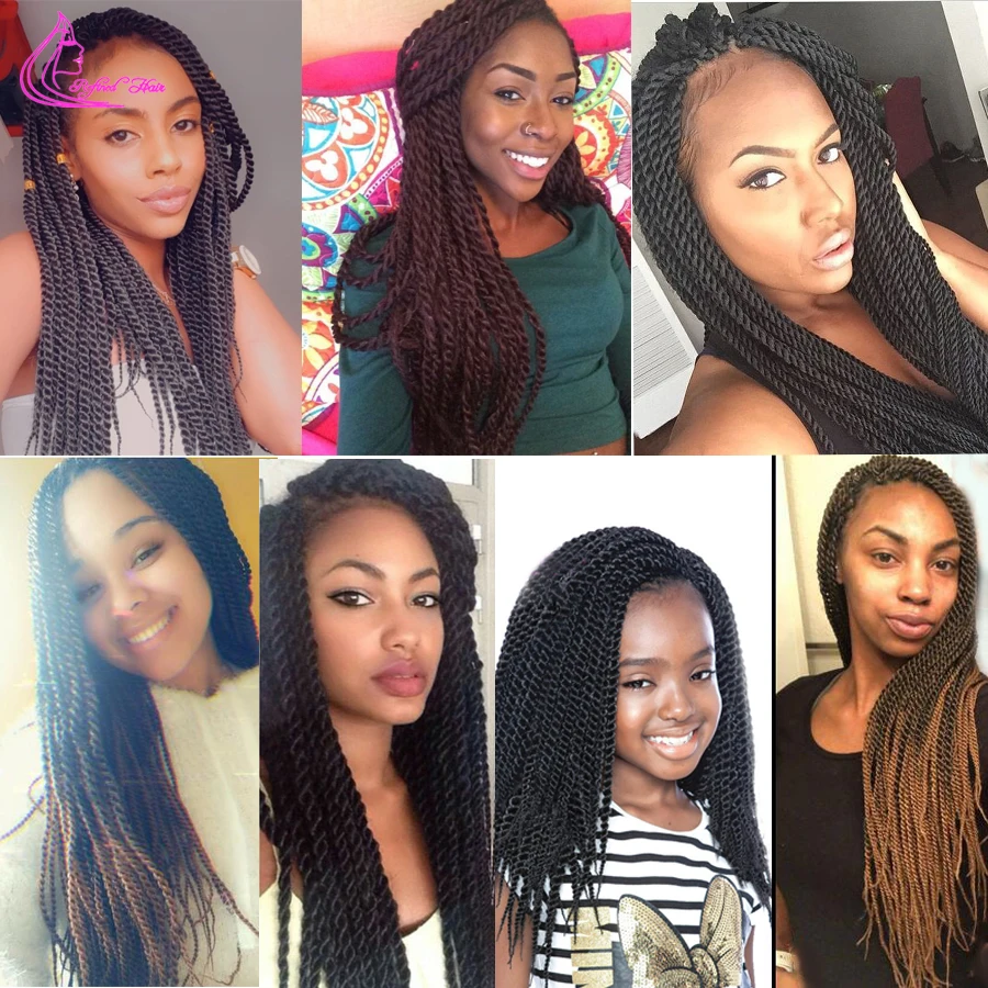 Trenzas de ganchillo sintéticas Senegalese Twist ombré marrón gris extensiones de cabello trenzado hechas a mano para mujeres negras niñas 22 raíces/pc