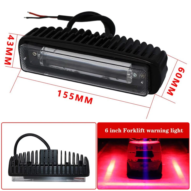 4 Inch 30W Red Line LED Forklift Truck Car Warning Lamp Safety Working Light Bar Warehouse Danger Area Light,10-80V Waterproof (