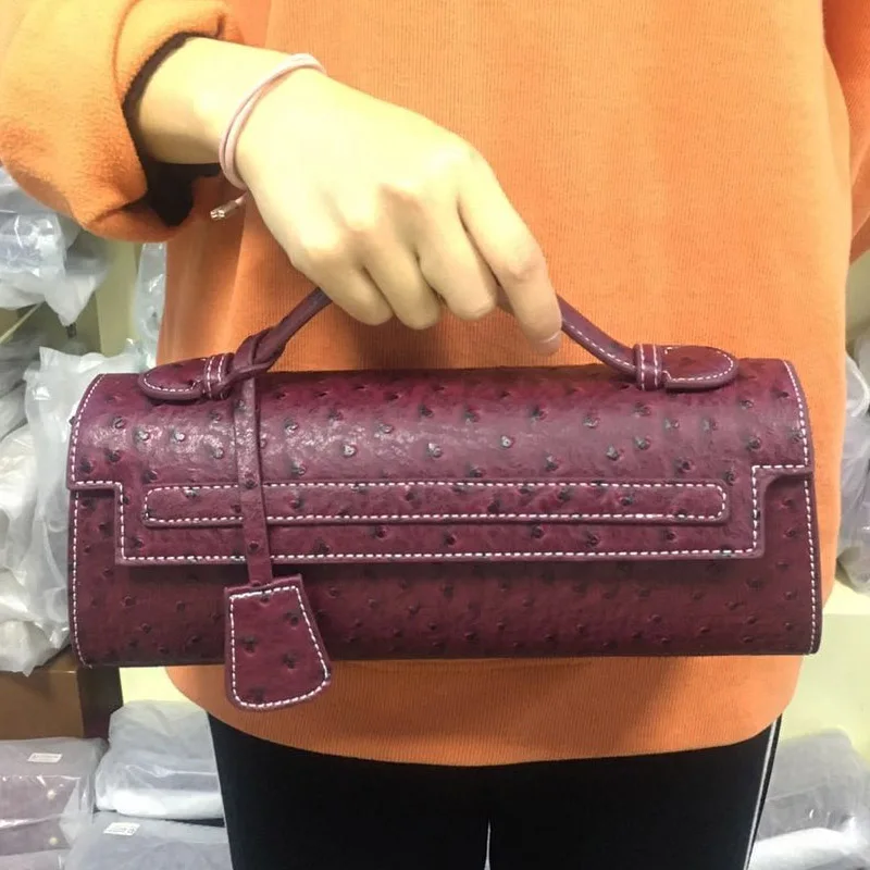 Classic Elegant Ostrich Women Clutch Bag Python Handbags Ladies Tote Bag Fashion  Tote Purse Female Messenger Shoulder Bag