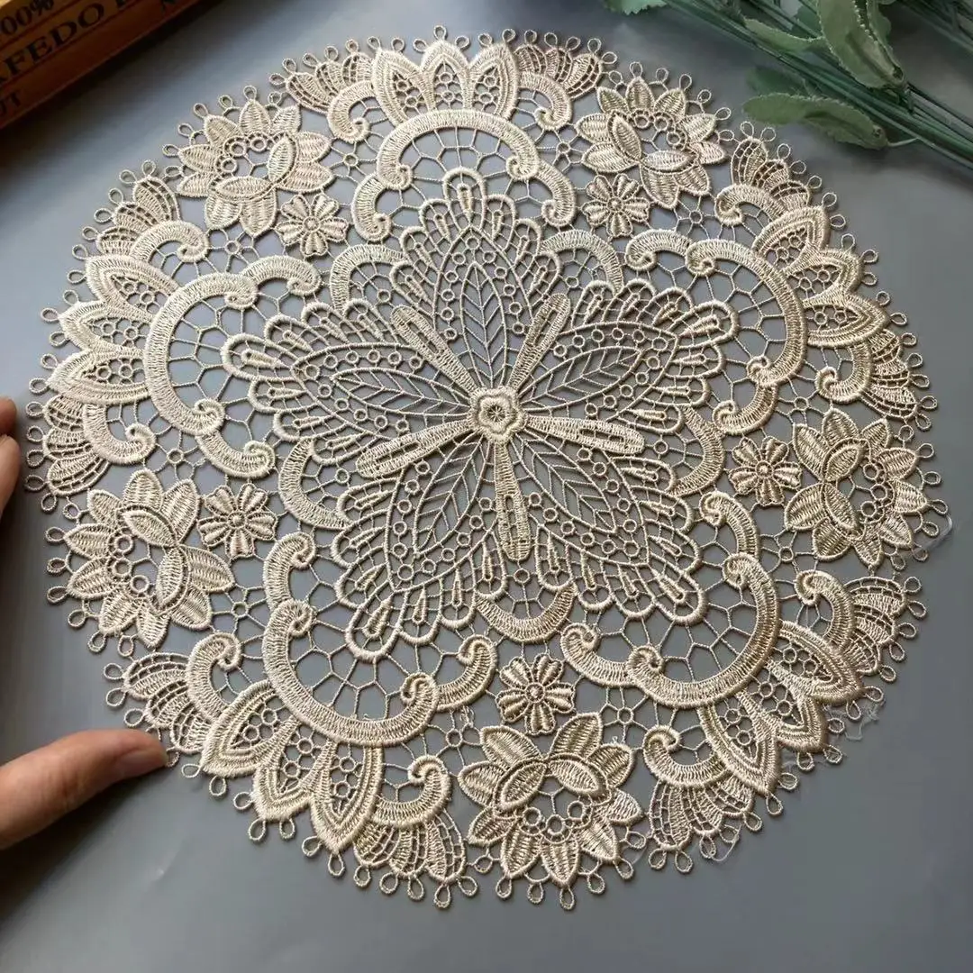 

26.5 CM Hollow Out Gold Lace Applique Ribbon Trim for Sofa Curtain Towel Bed Cover Trimmings Home Textiles DIY Polyester Mesh