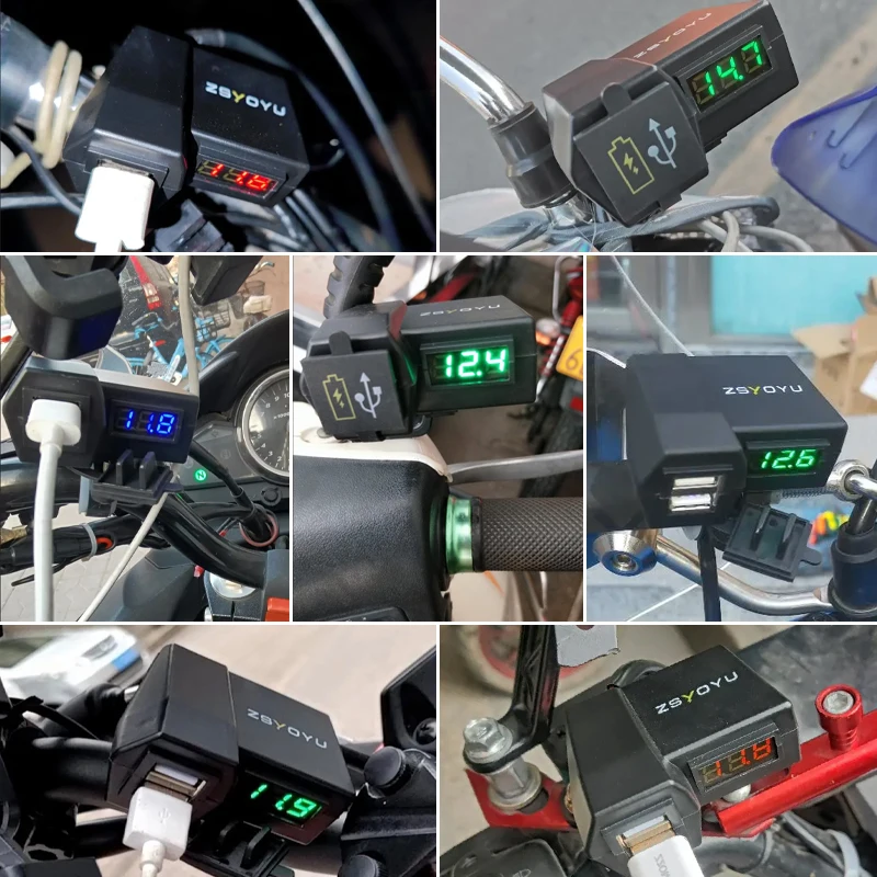 QC3.0 Quick Charge Voltmeter Waterproof 12-24V USB Motorcycle Power Supply Socket Charger Switch Accessories With On/Off Adapter