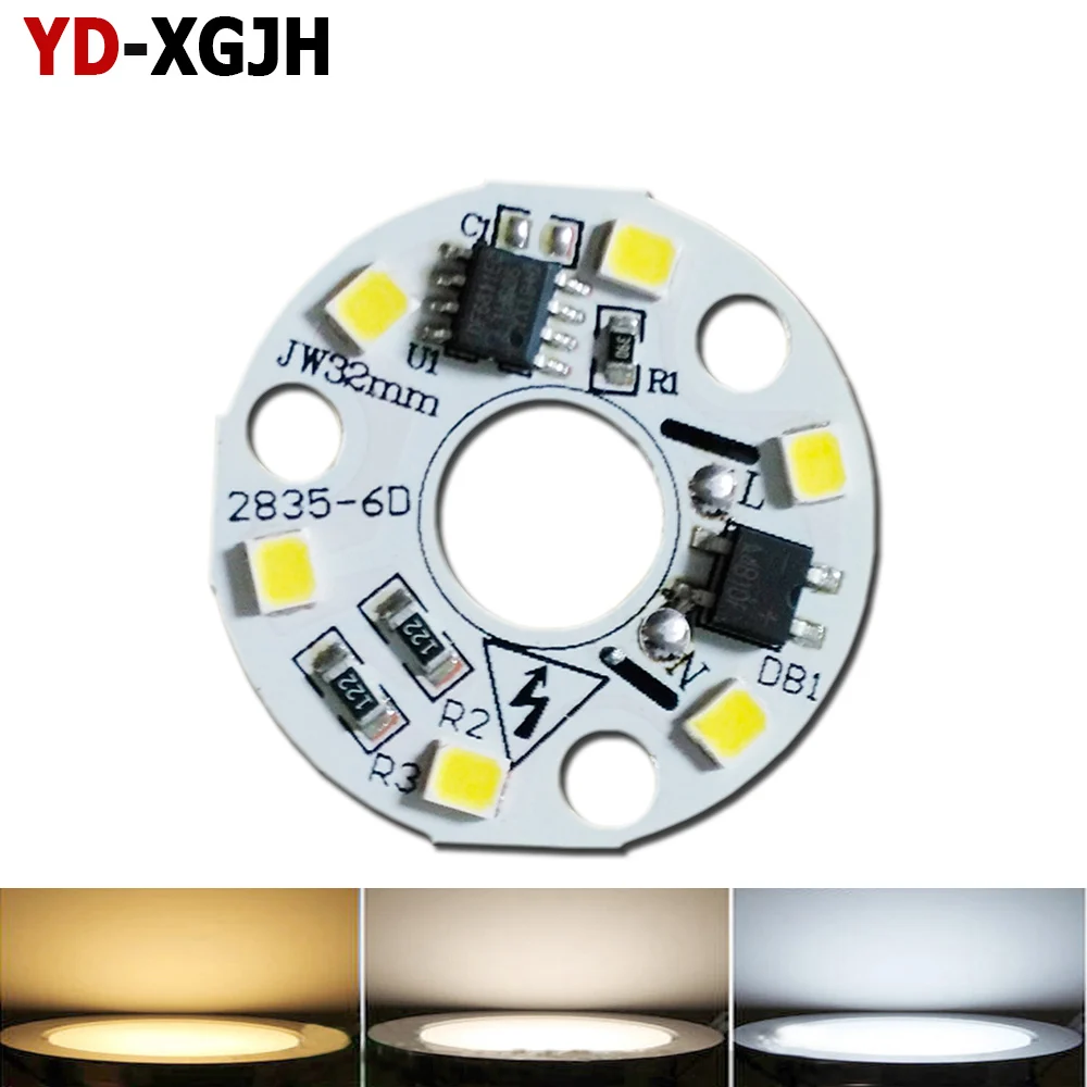 

3W 32mm &10mm integrated ic driver,Led smart IC SMDAC 220vV led pcb SMD2835 , For LED Bulb Downlight Warm /White/Natural White