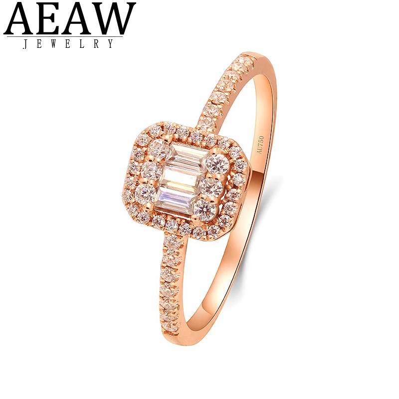 0.43ctw D Color VVS1 Moissanite Engagement Ring Solid Real 18k Rose Gold Fine Ring for Women Wedding Band Daily Band Ring