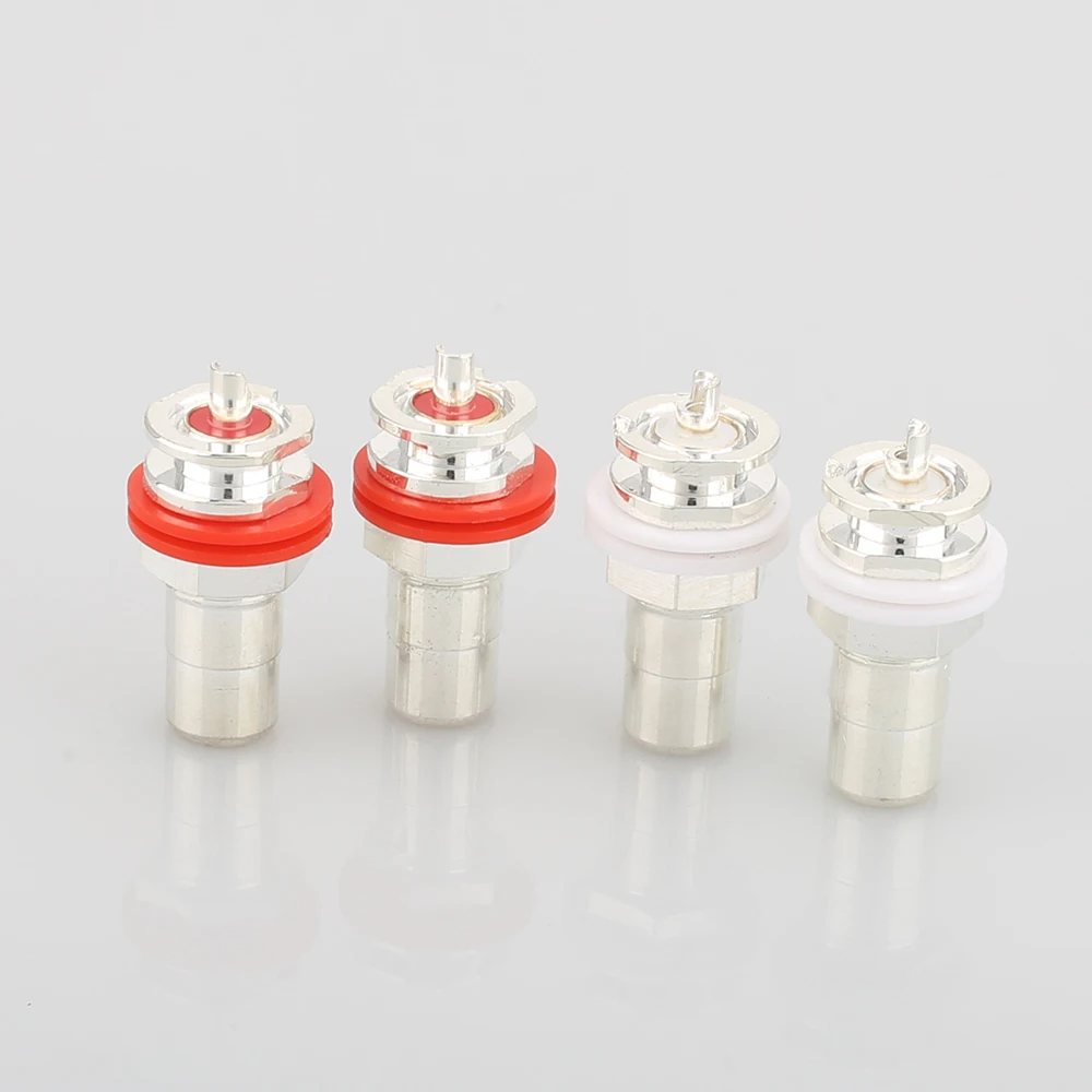 Hot Sale 8Pcs Silver Plated RCA Phono Chassis Panel Mount Female Socket Adapter