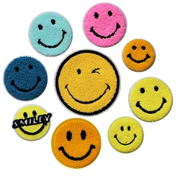 Cute Towel Smile Patch Embroidery Patch Clothes DIY Circular Sticker Cloth Sewing Bag / Jeans Decal