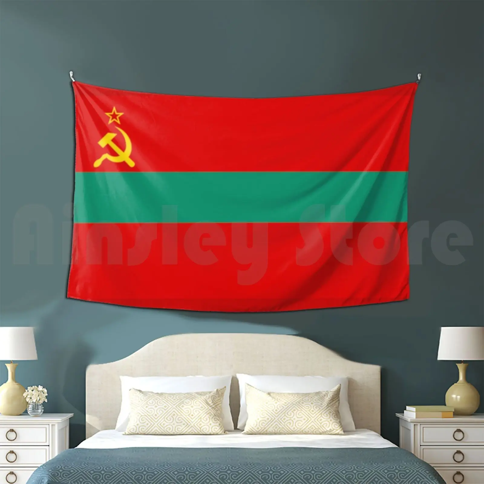 Copy Of Flag Of Transnitria , Ussr Tapestry Living Room Bedroom Ussr Communism Transnitire