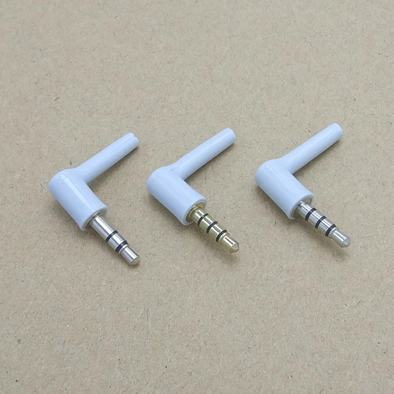 10pcs 3.5mm Stereo Headset Plug Jack 3 4 Pole 3.5 Nickel Plated 90 Degrees Black White Audio Plugs Jack Adaptor Connector