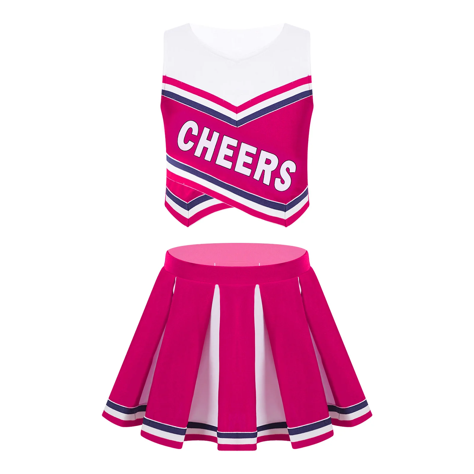 Costume de pom-pom girl pour filles, uniforme de pom-pom girl pour enfants, haut court imprimé avec Mini jupes plissées, uniformes de pom-pom girl pour écolières