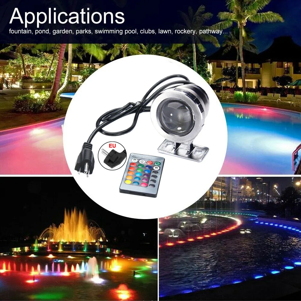 RGB Submersible Pond Lights – IP68 Waterproof LED Spotlights With Remote Control, 180° Adjustable Head, 2-Pack For Fountains, Lawns, And Aquariums