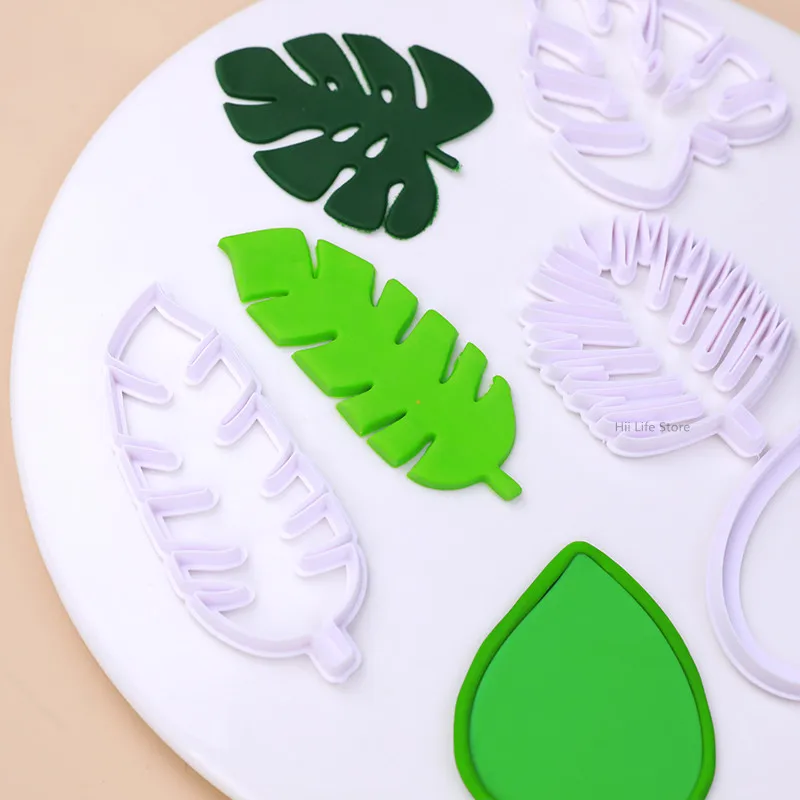 4pcs/set of Leaf Mold Clay Polymer Plant Leaf Printing Cutting Die DIY Ceramic Clay Sculpture Tropical Leaf Modeling Tool