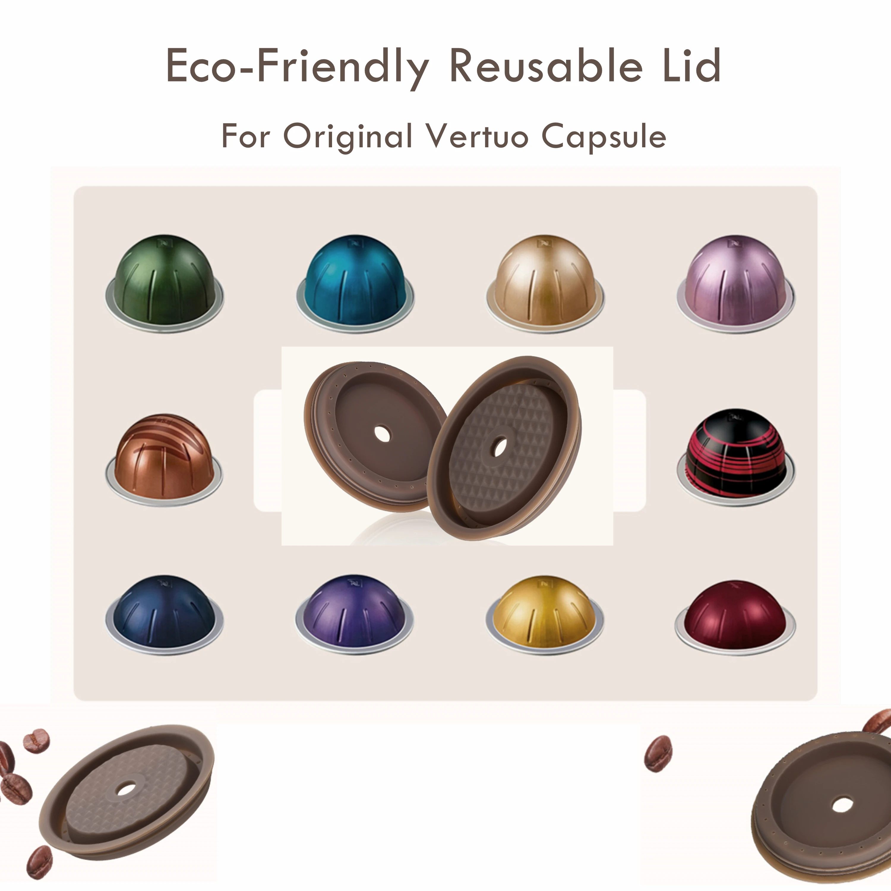 Reusable Coffee Capsule Lid for Original Vertuoline coffee Pod Food Grade Silicone Cap For Refillable Nespresso Vertuo Capsule