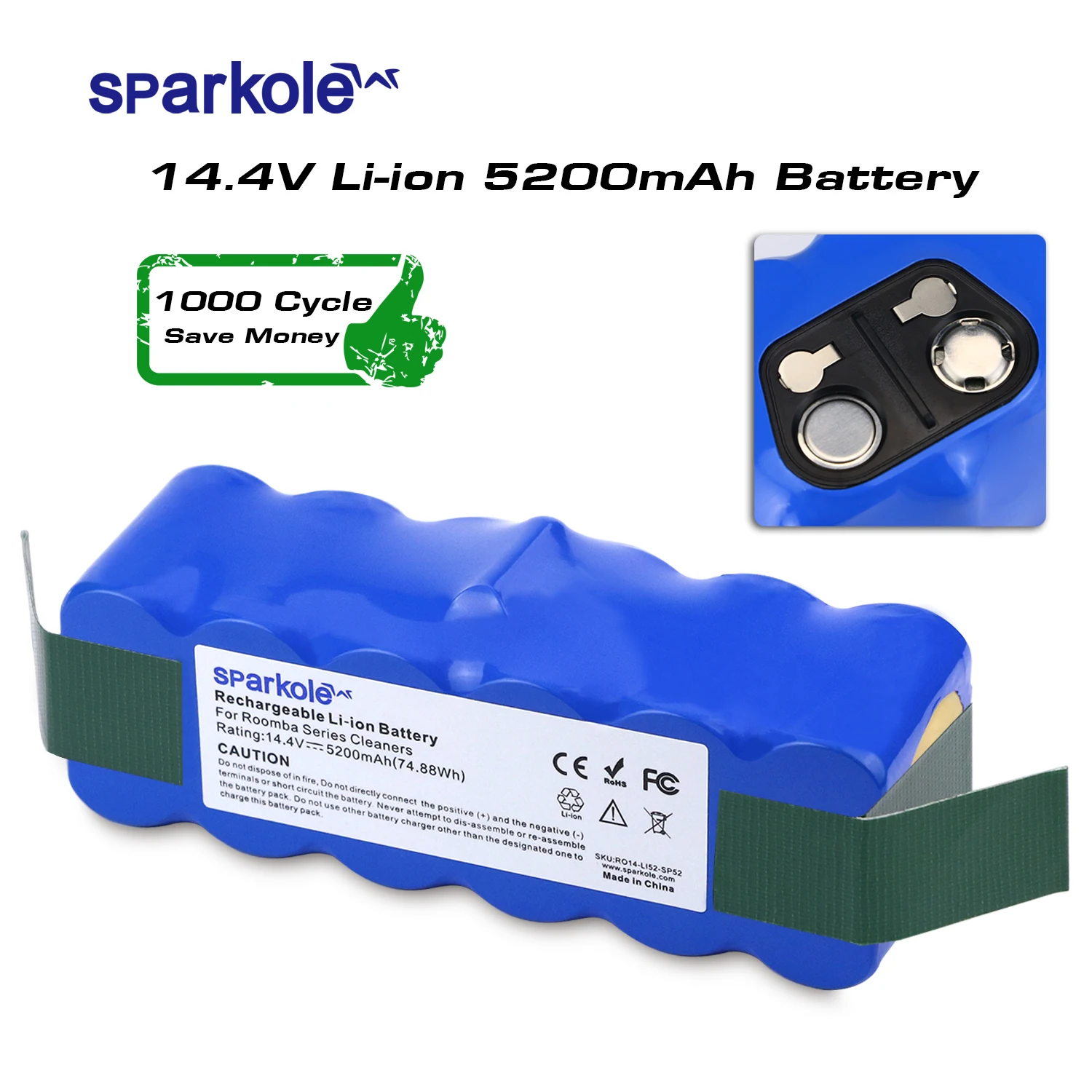 Sparkole Battery For iRobot Roomba 880 800 500 600 700 Series Fast Shipping For Roomba 500 520 650 760 780 880 Etc 14.4V 5200mAh