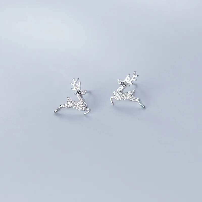 New Christmas Deer Stud Earrings for Women Cute Animal Elk Rhinestone Earring Merry Christmas New Year Wedding Jewelry Gifts