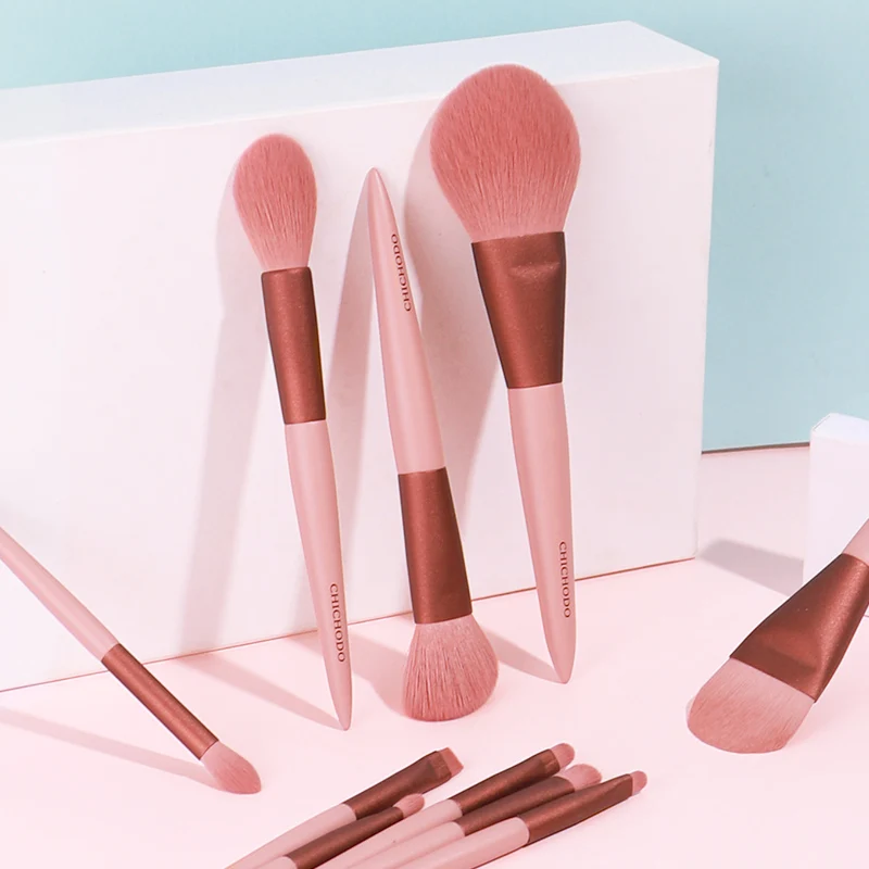 MyDestiny- Pink Cherry 10 pcs Makeup Brush Set Soft Synthetic Fiber Dreamy Girl Makeup Brush Include Eyeshadow Blush Brush