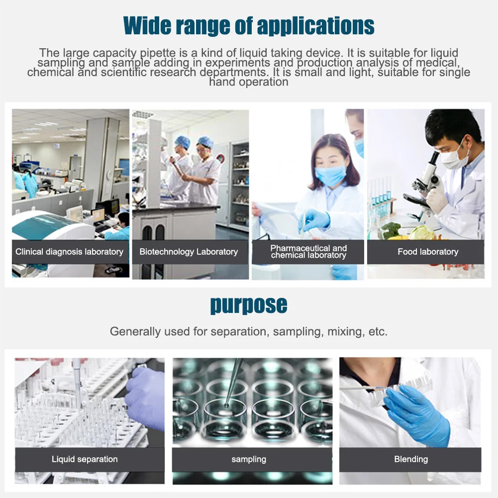 Pipettor Single Channel Volume Micro Pipettes Lab Transfer Pipettes for Lab 2ml 10ml 25ml GK99
