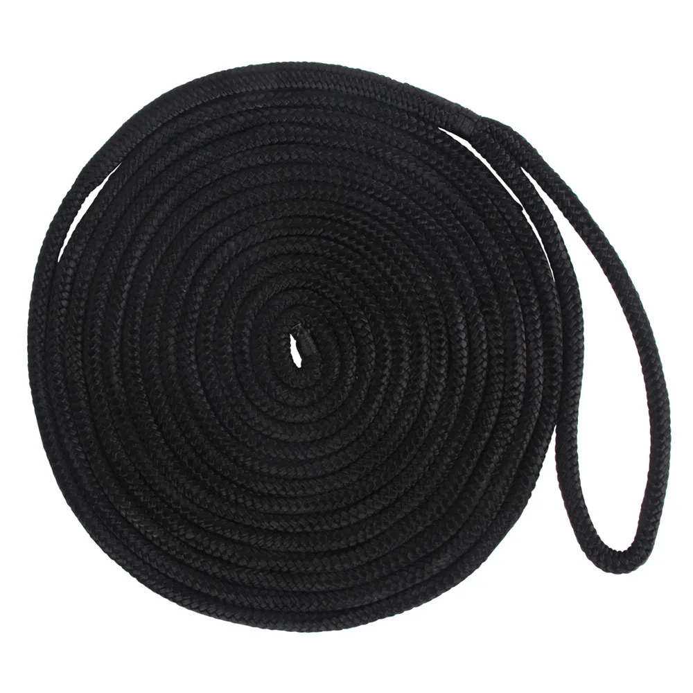 16.5/25/50ft Double Braided Nylon Dock Lines 12” Eyelet boat ropes for docking with loop dock lines for boats marine anchor rope