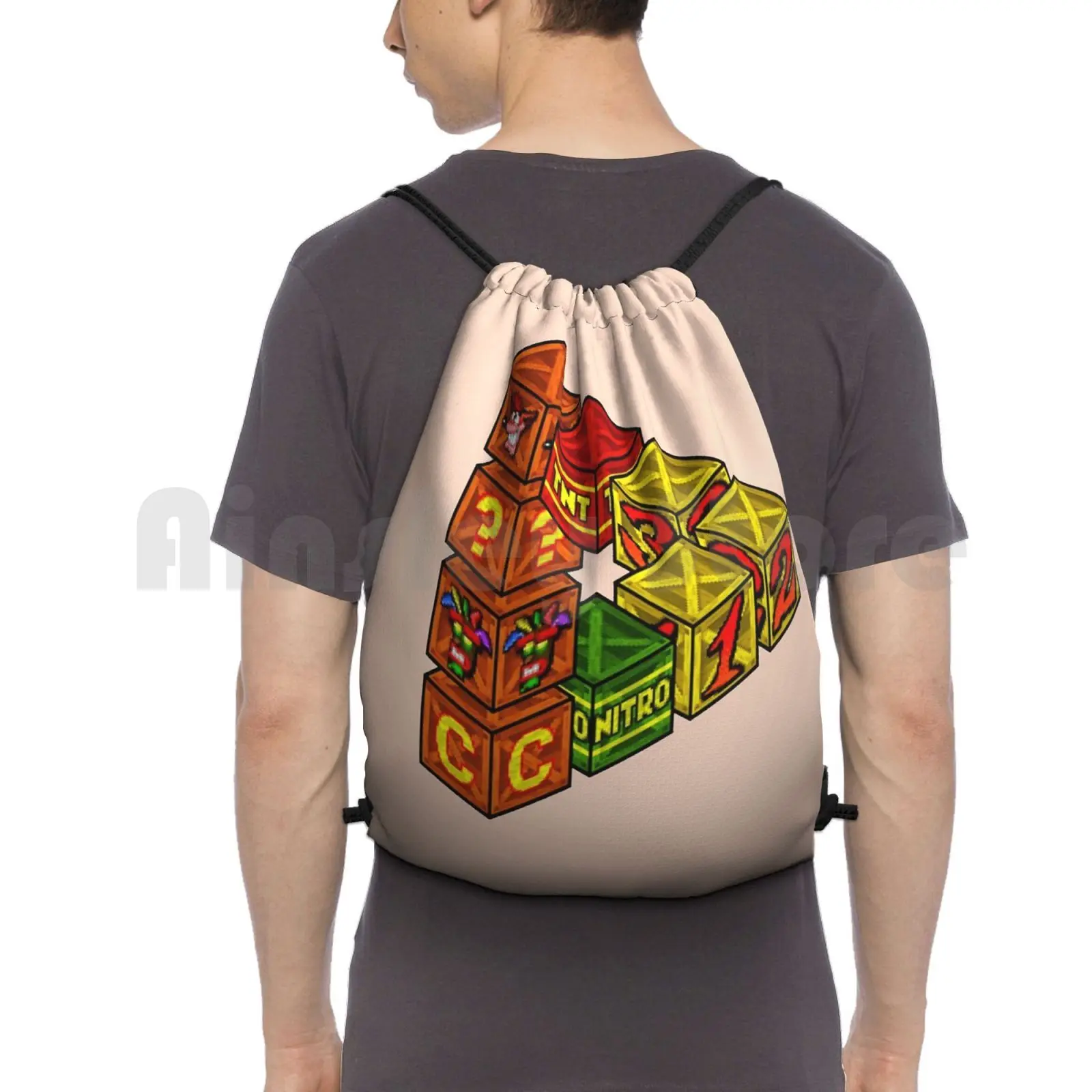 Mysterious Crates Drawstring Mochila, Drawstring Bag, Riding Climbing Gym Bag, Crash Bandicoot, Video Game, Crate Life, Tnt Laptop Hydro