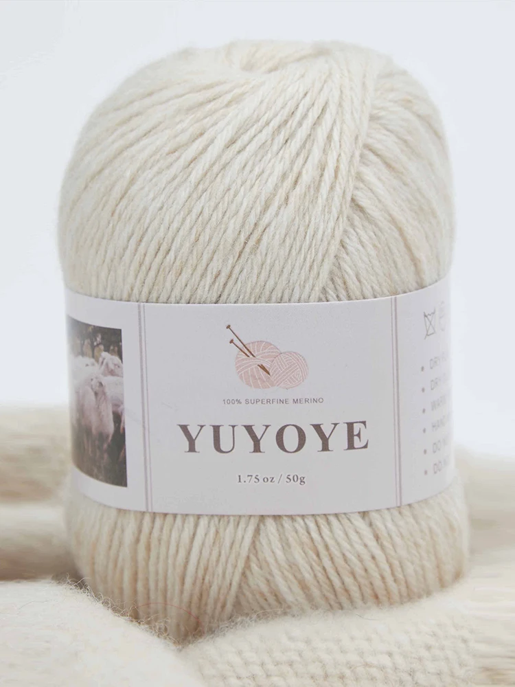 YUYOYE 100% Merino Wool Yarn for Knitting 4-Ply Luxury Warm Crochet Soft Hand-knitted Wool Yarn Ball Scarf Anti-Pilling Yarn 50g