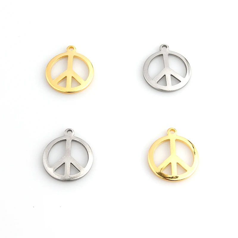 20pcs Stainless Steel Charms Peace Sign Pendants Jewelry Making Supplies DIY Handmade Bracelets Necklace Accessories