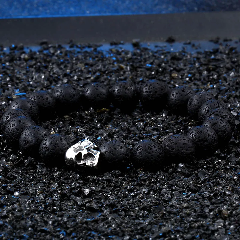 BEIER fashion women and men bracelet yoga sport trendy unique items exquisite cute skull 10mm lava stone jewelry