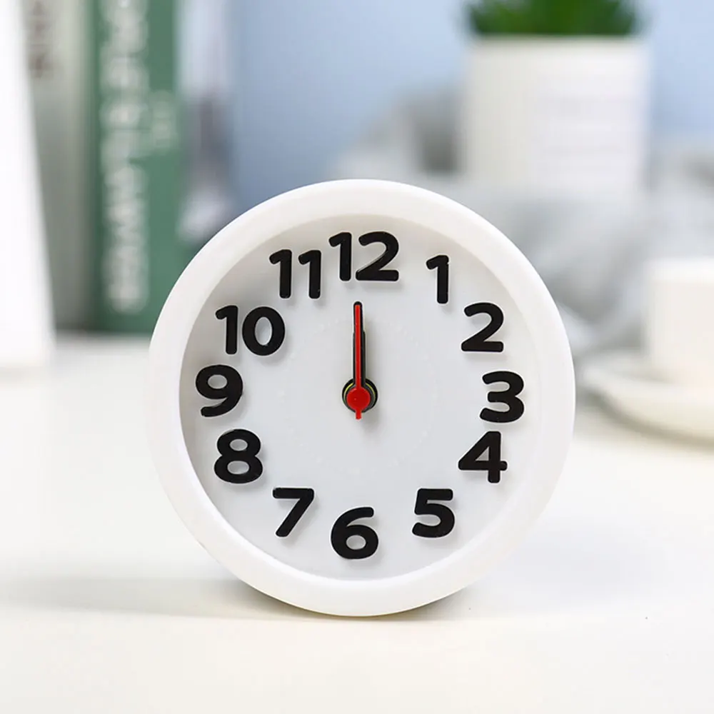 Simple Round And Square Small Alarm Clock Home Bedroom Decoration Desktop Mini Hanging  Mute Compact Portable Travel  Gift