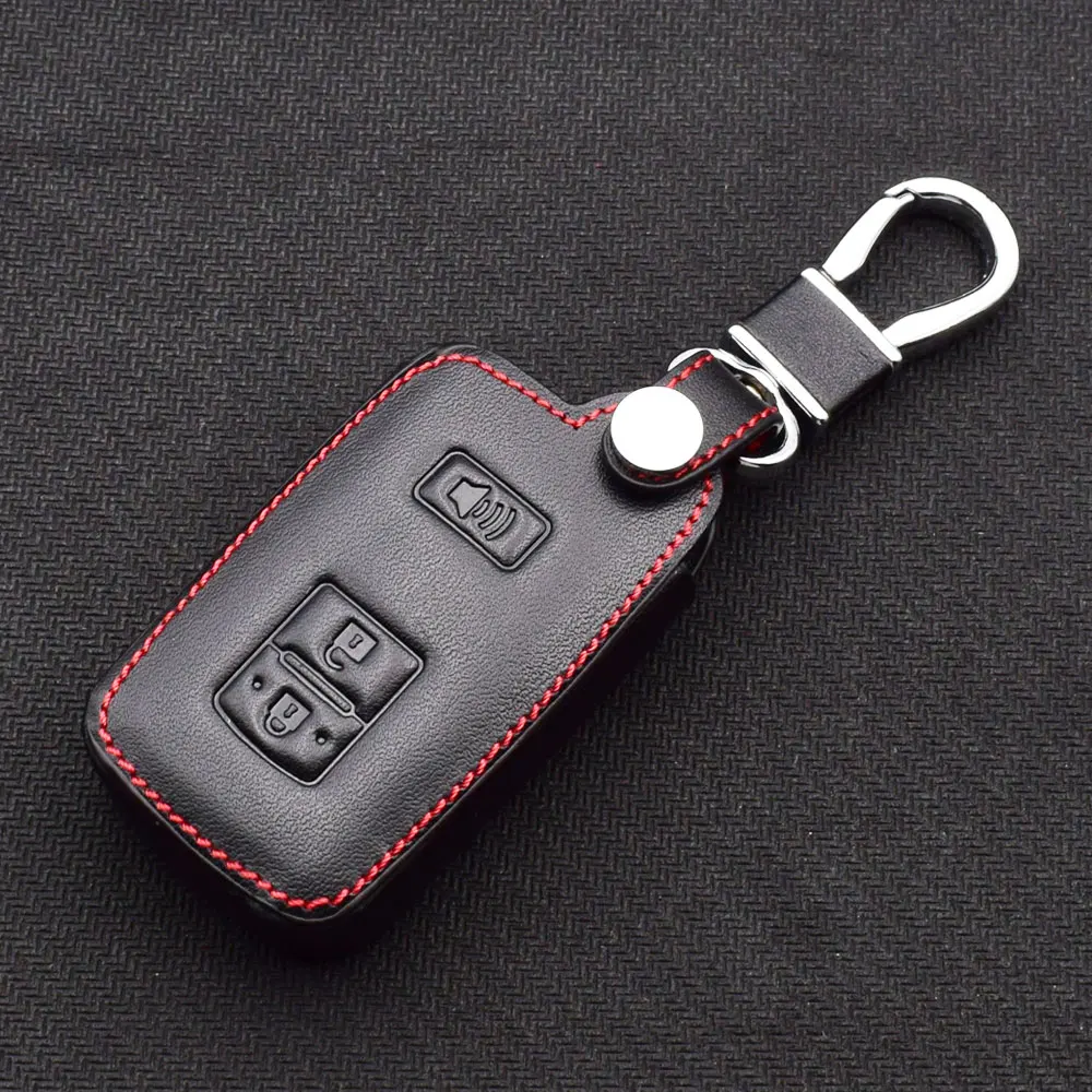 Leather Car Key Cover Bag For Toyota Tacoma Land Cruise 2016 2017 Smart Keychain Remote Fobs Shell Protector Case Auto Accessory
