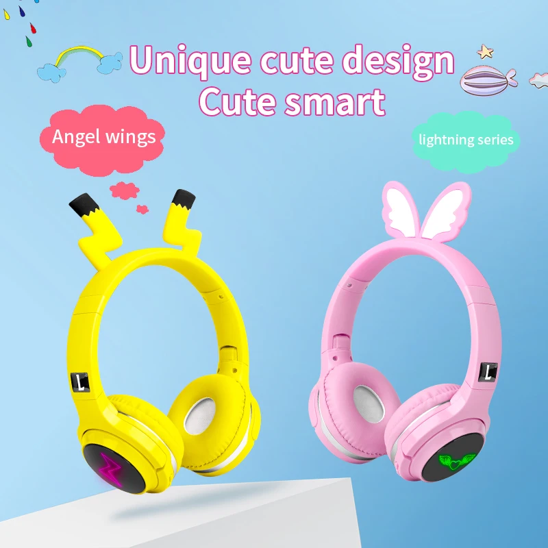 

Cute Kids Bluetooth 5.0 Headset 7 Colors LED Headphones support SD Card Audio Cable Headphone for Boy Girl Gift Children