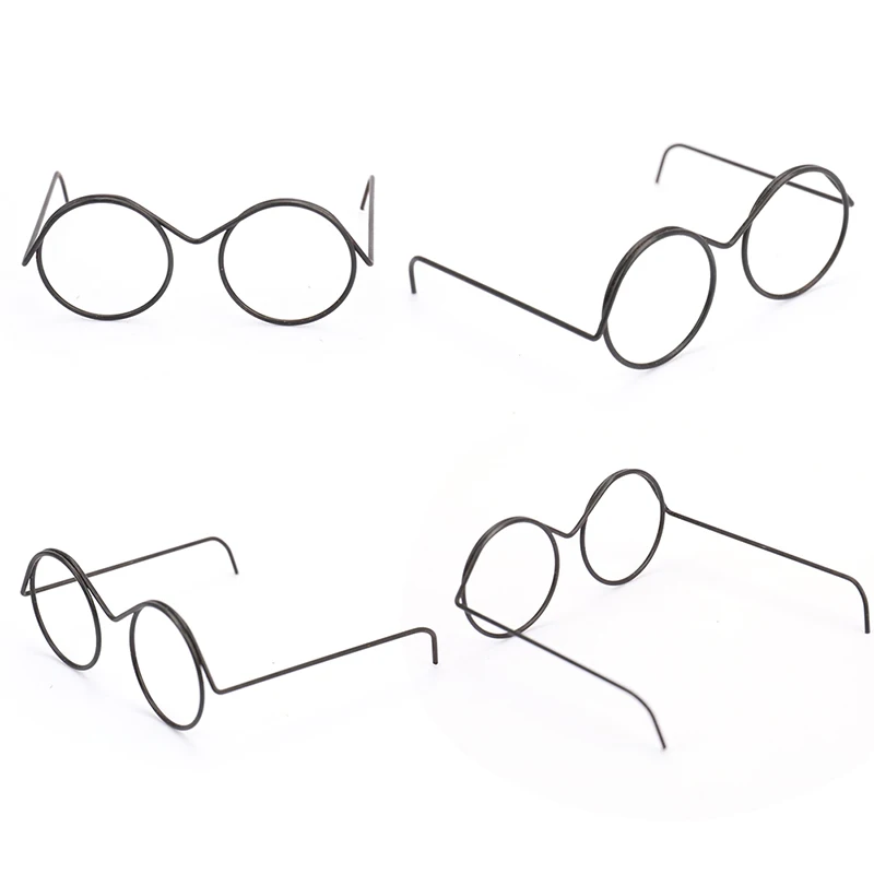 2PCS 3.3cm/5.7cm BlackTop Selling Round Frame Lensless Retro Cool Doll Glasses For BJD Doll 1/6 30cm Doll Accessories